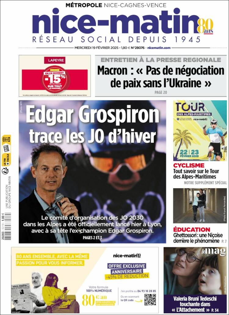 Portada de Nice-Matin (Francia)