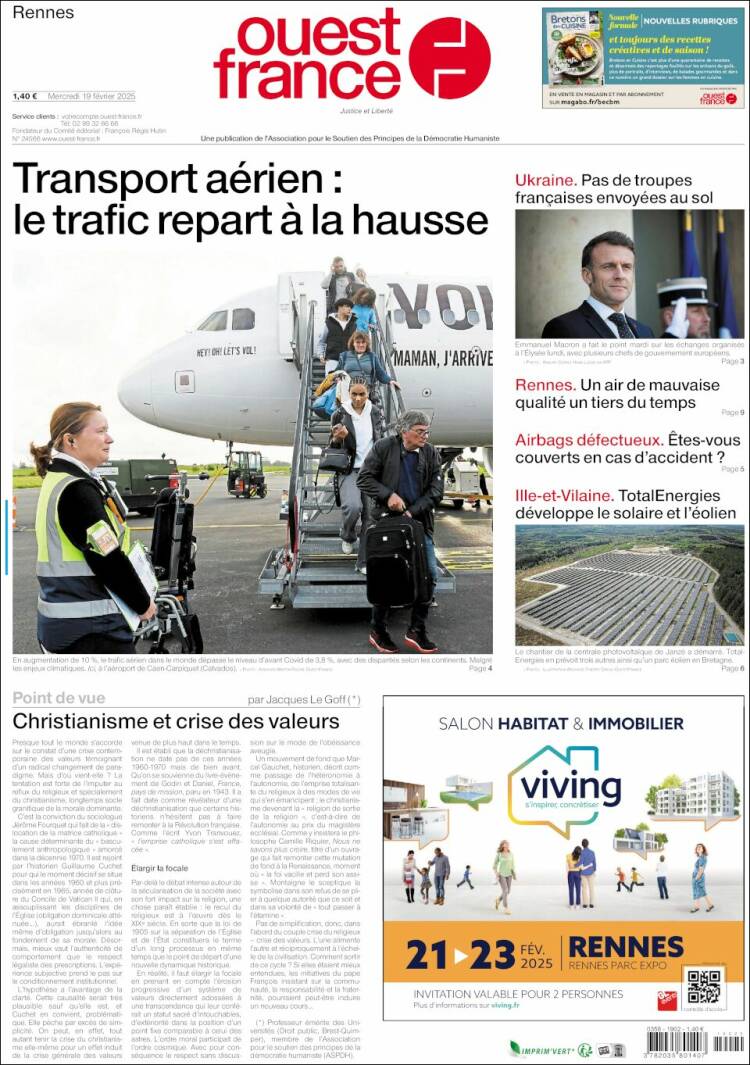 Portada de Ouest France (Francia)