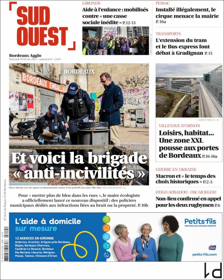 Portada de Sud Ouest (Francia)