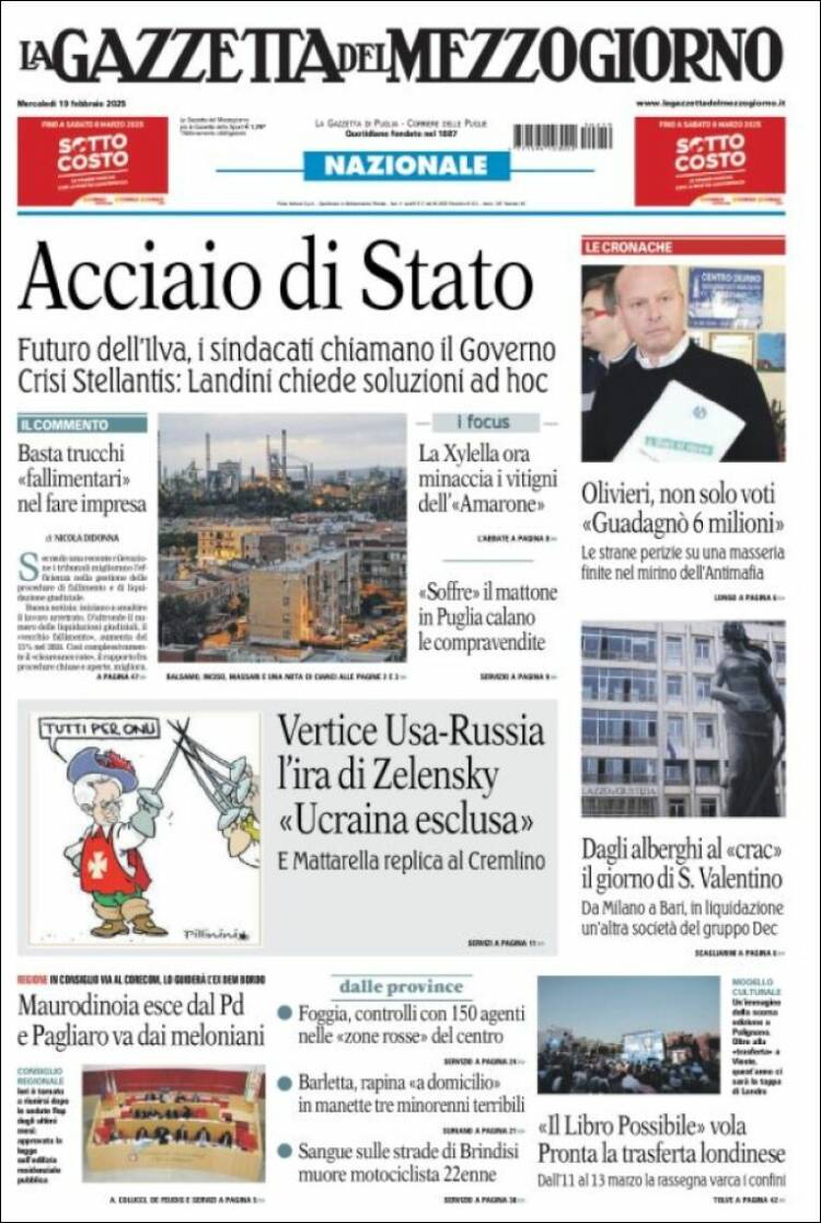 Portada de La Gazzetta del Mezzogiorno (Italy)