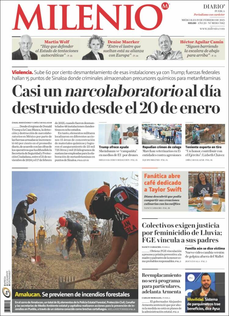 Portada de Milenio de Puebla (México)