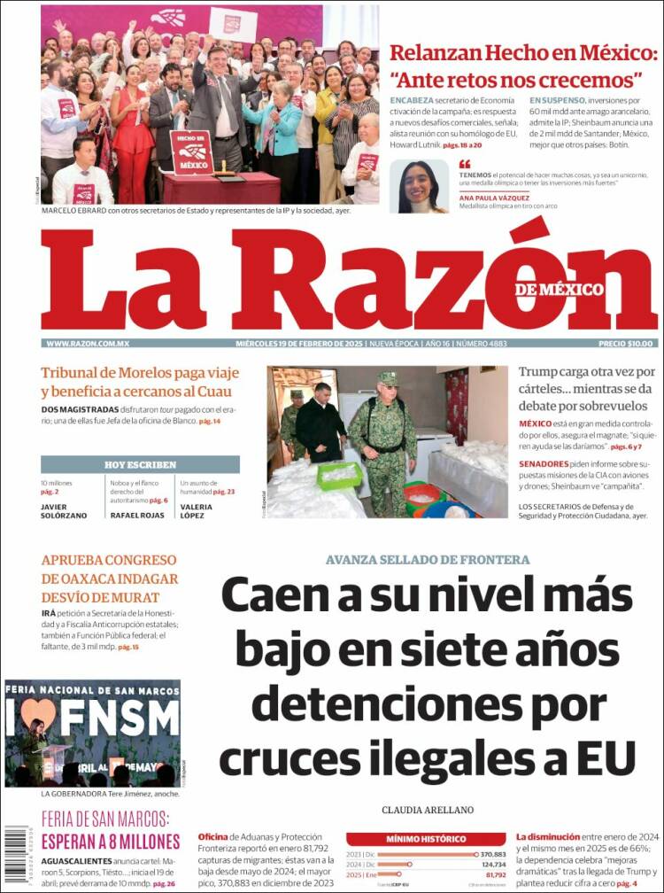 Portada de La Razón (Mexico)