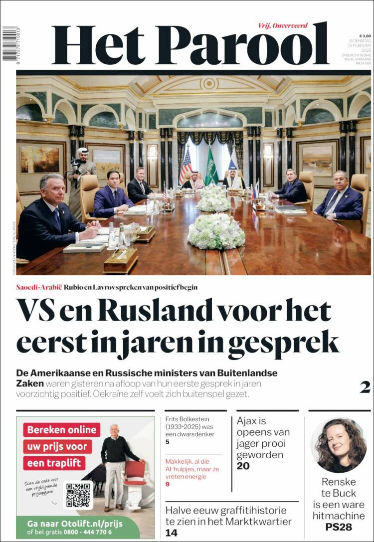 Portada de Het Parool (Países Bajos)