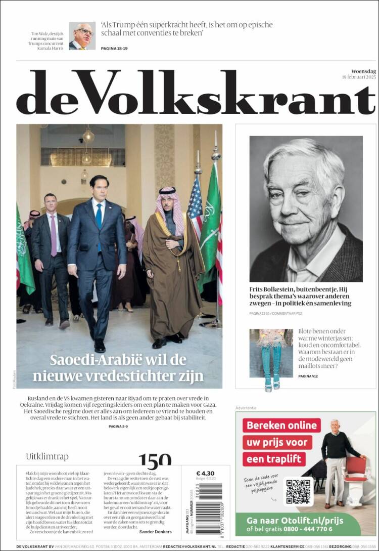 Portada de De Volkskrant (Países Bajos)