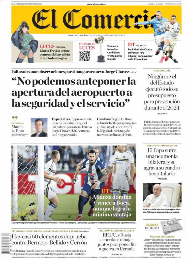 Portada de El Comercio (Perú)