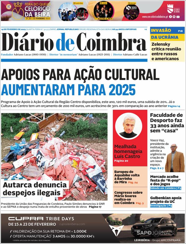 Portada de Diário de Coimbra (Portugal)