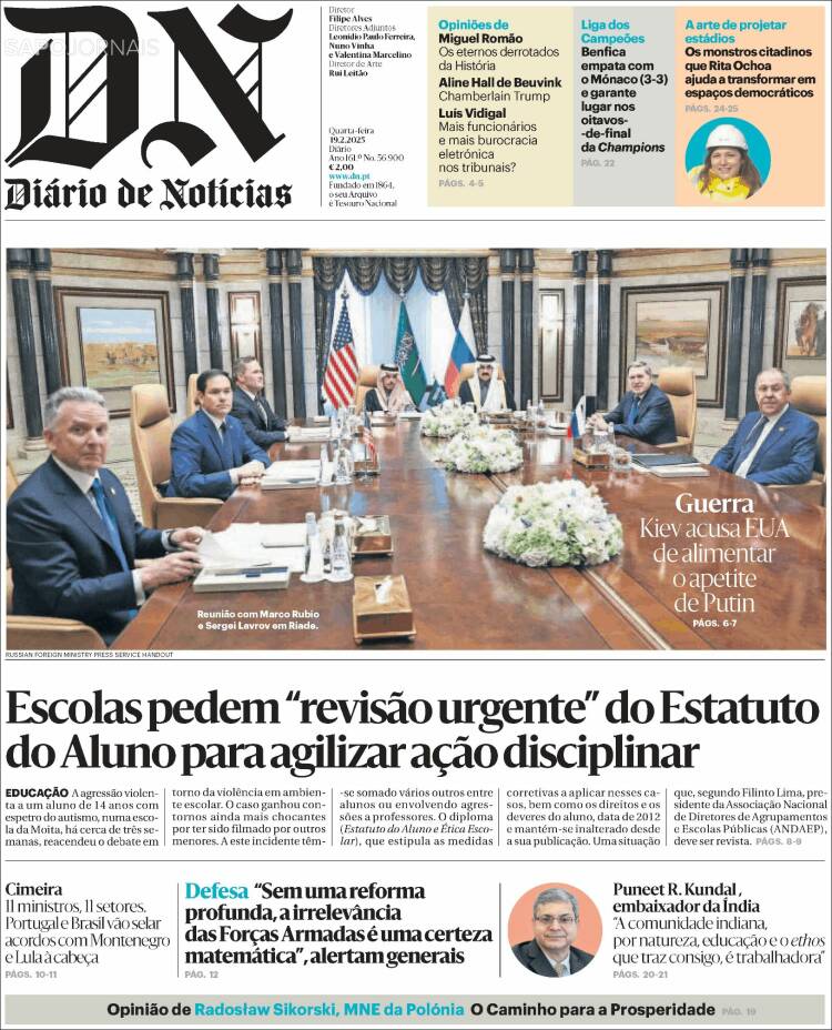 Portada de Diário de Noticias (Portugal)