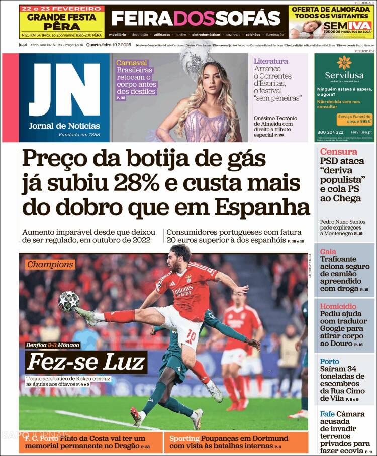 Portada de Jornal de Notícias (Portugal)