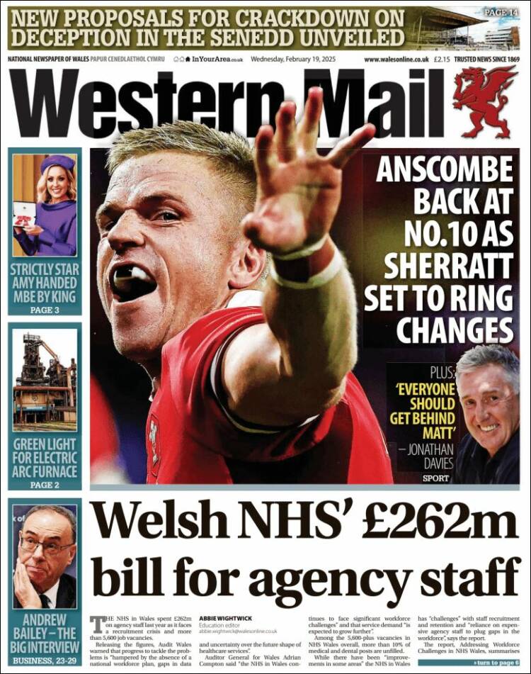 Portada de Western Mail (Reino Unido)