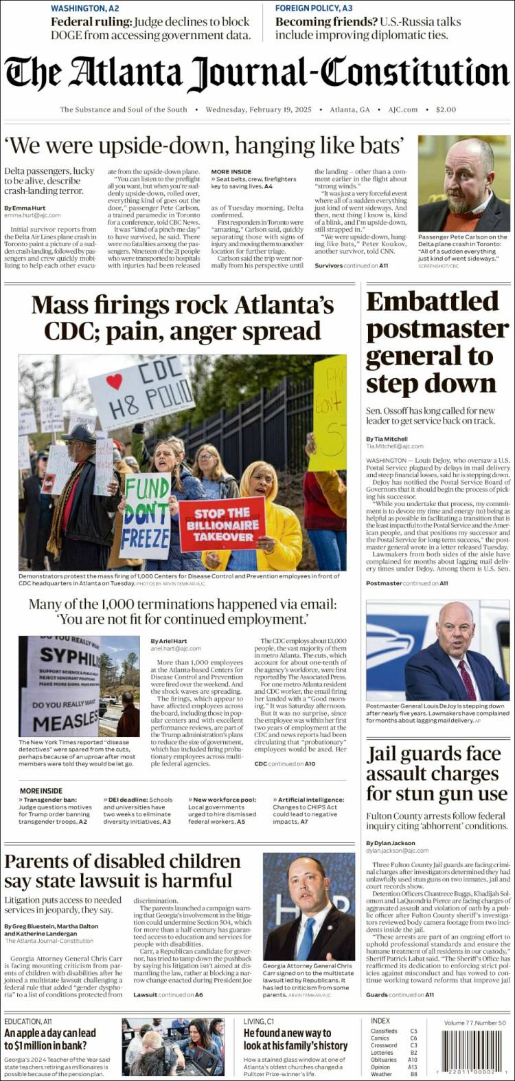 Portada de The Atlanta Journal-Constitution (USA)