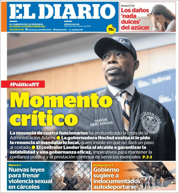 Portada de El Diario NY (USA)