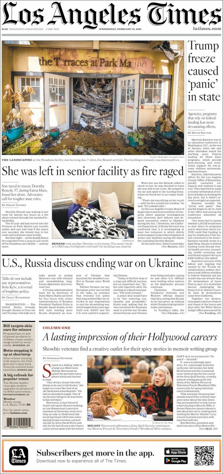 Portada de Los Angeles Times (USA)