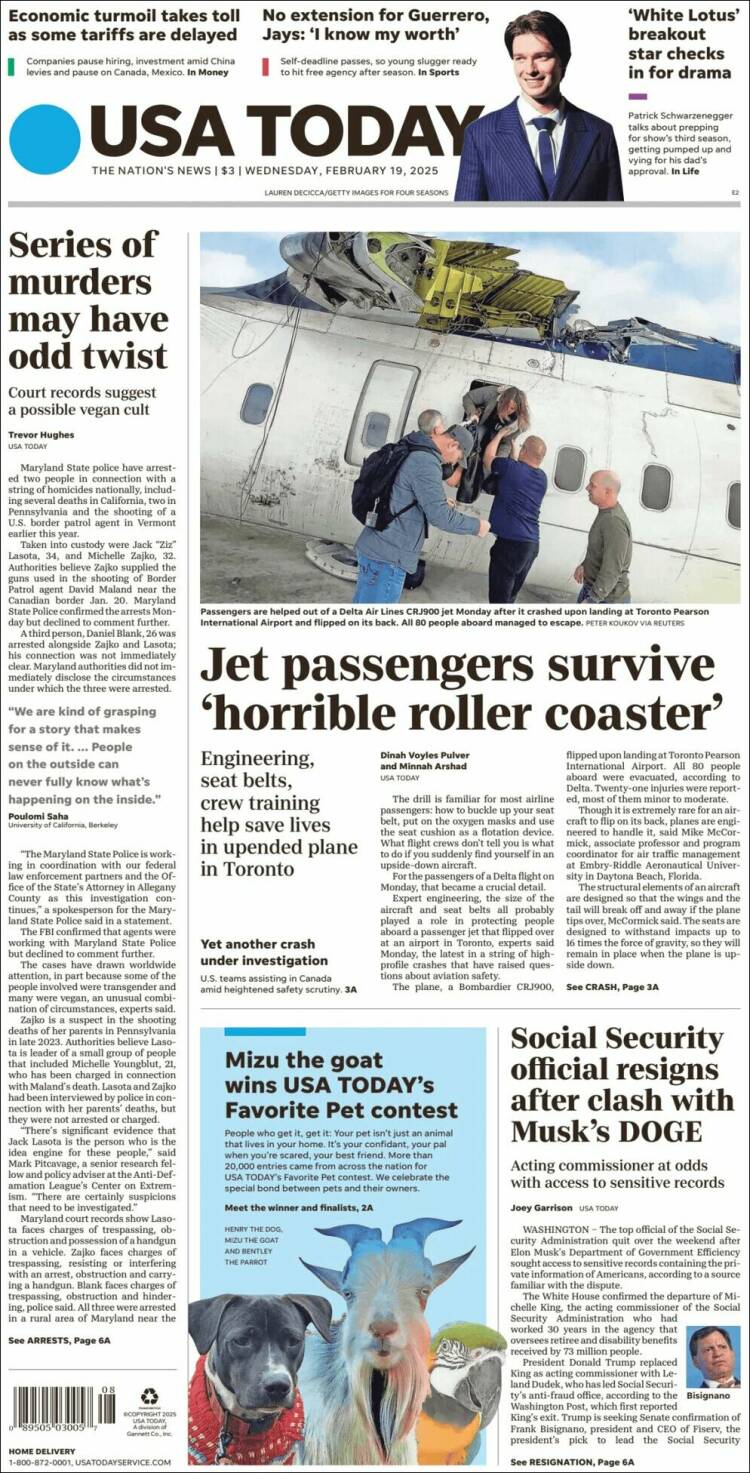 Portada de USA Today (USA)