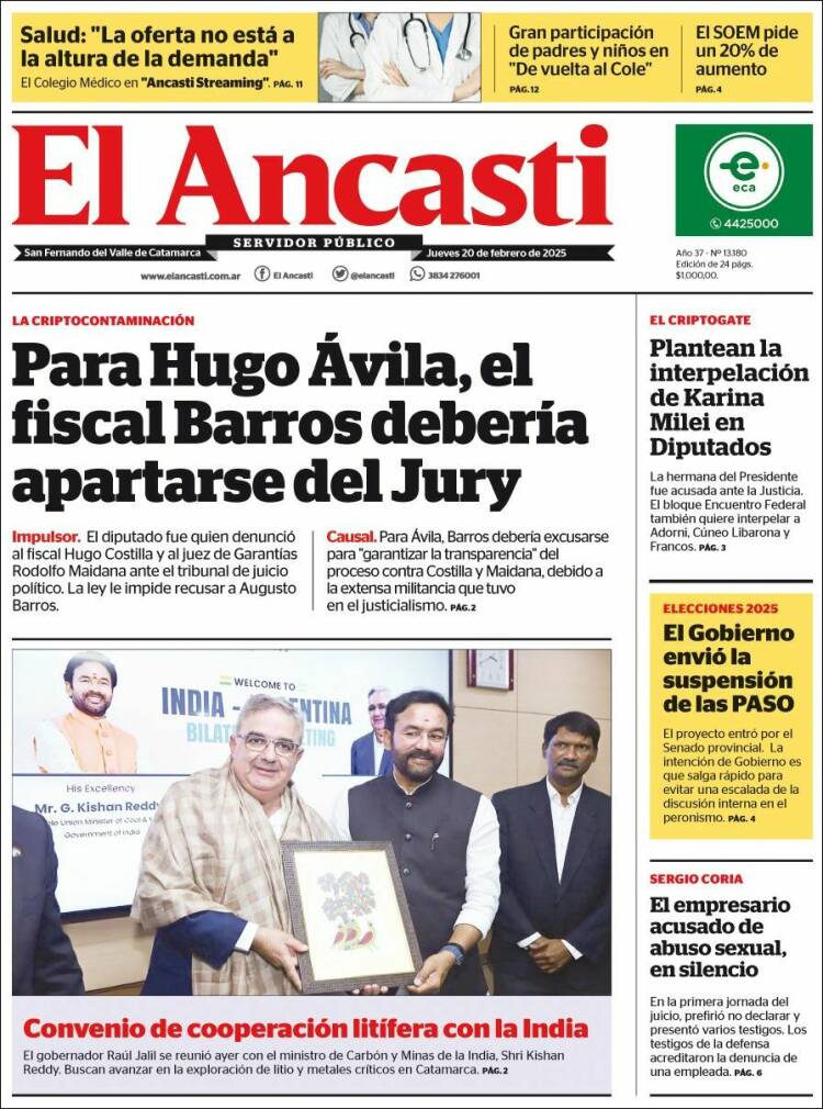 Portada de El Ancasti (Argentina)