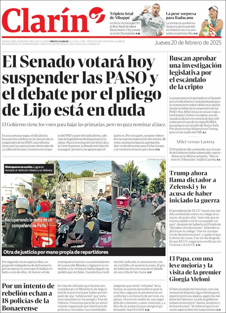 Portada de Clarín (Argentina)