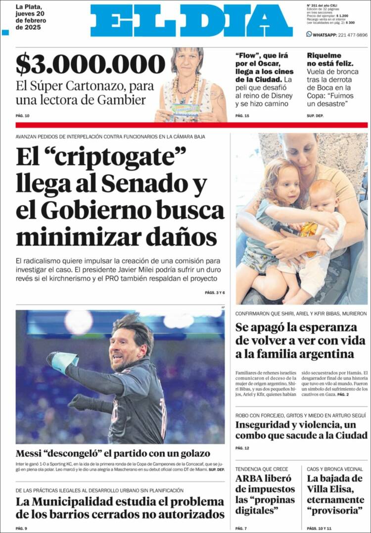 Portada de El Día de la Plata (Argentina)