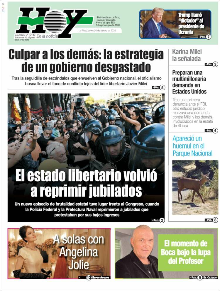 Portada de Diario Hoy (Argentina)