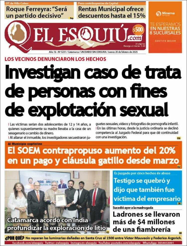 Portada de El Esquiu (Argentina)