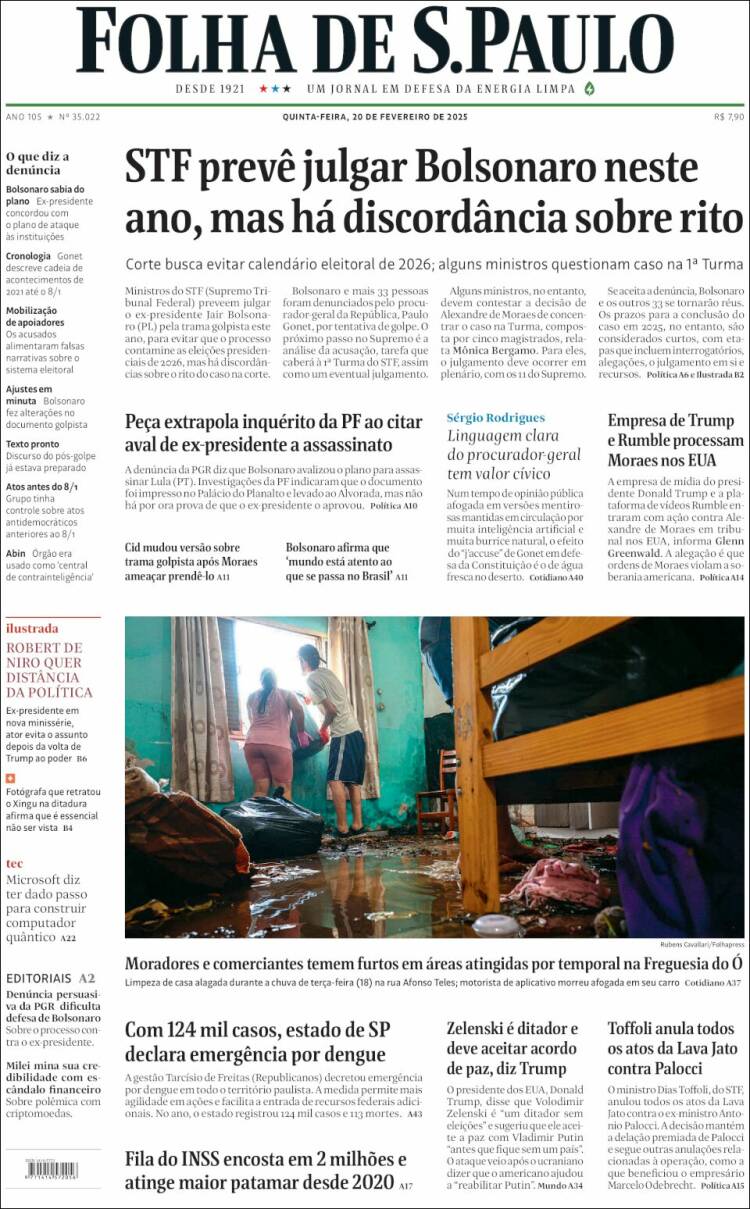 Portada de Folha de São Paulo (Brasil)