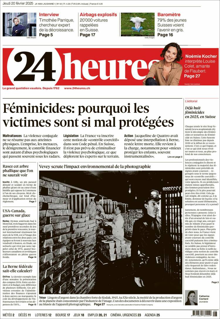 Portada de 24 Heures (Switzerland)