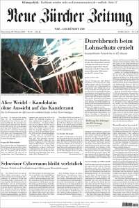 Portada de Neue Zürcher Zeitung (Suiza)