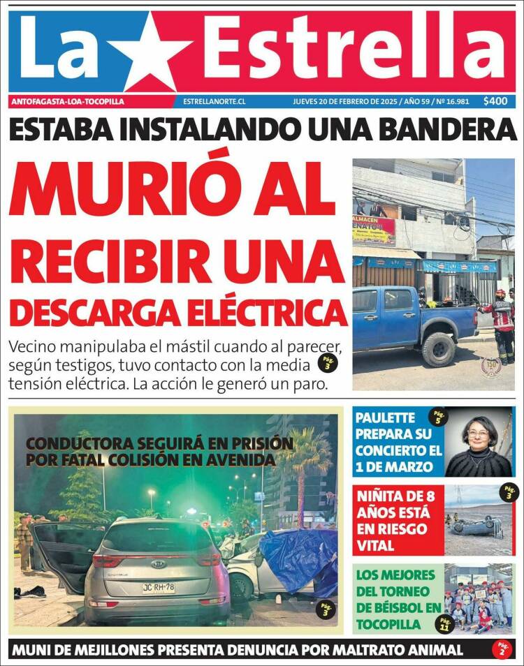 Portada de La Estrella de Tocopilla (Chile)