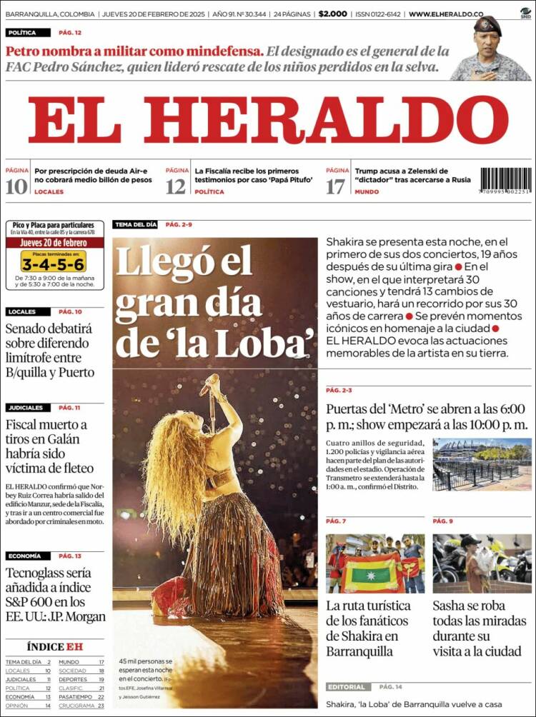 Portada de El Heraldo (Colombia)