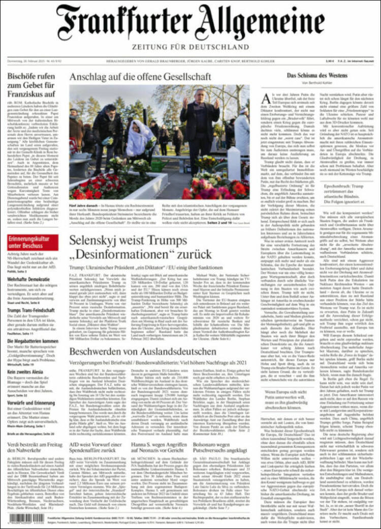 Portada de Frankfurter Allgemeine (Alemania)