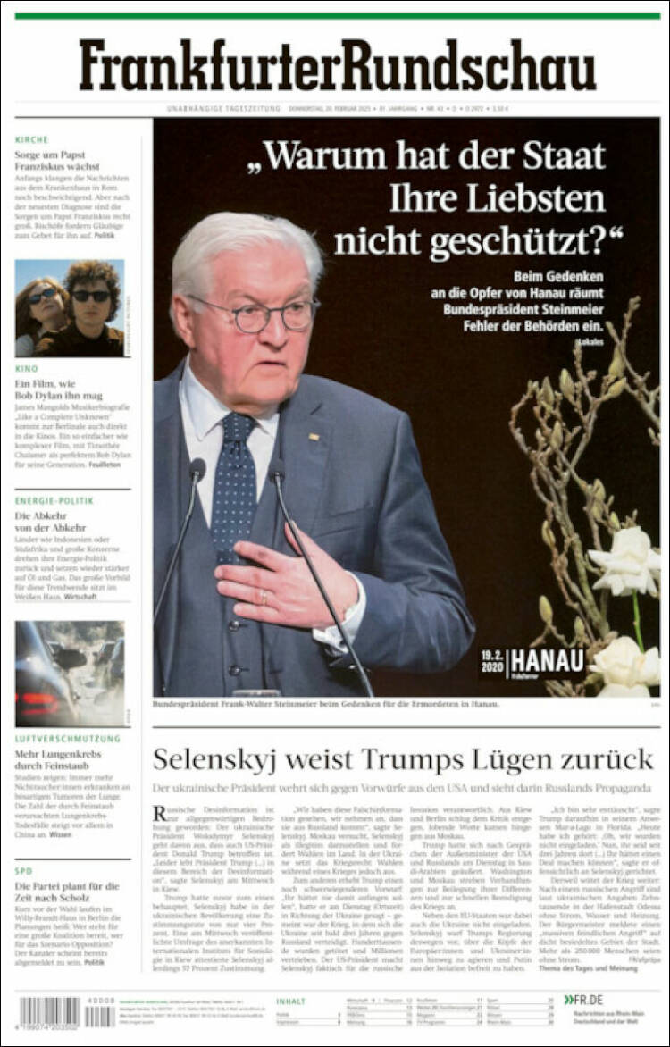 Portada de Frankfurter Rundschau (Alemania)