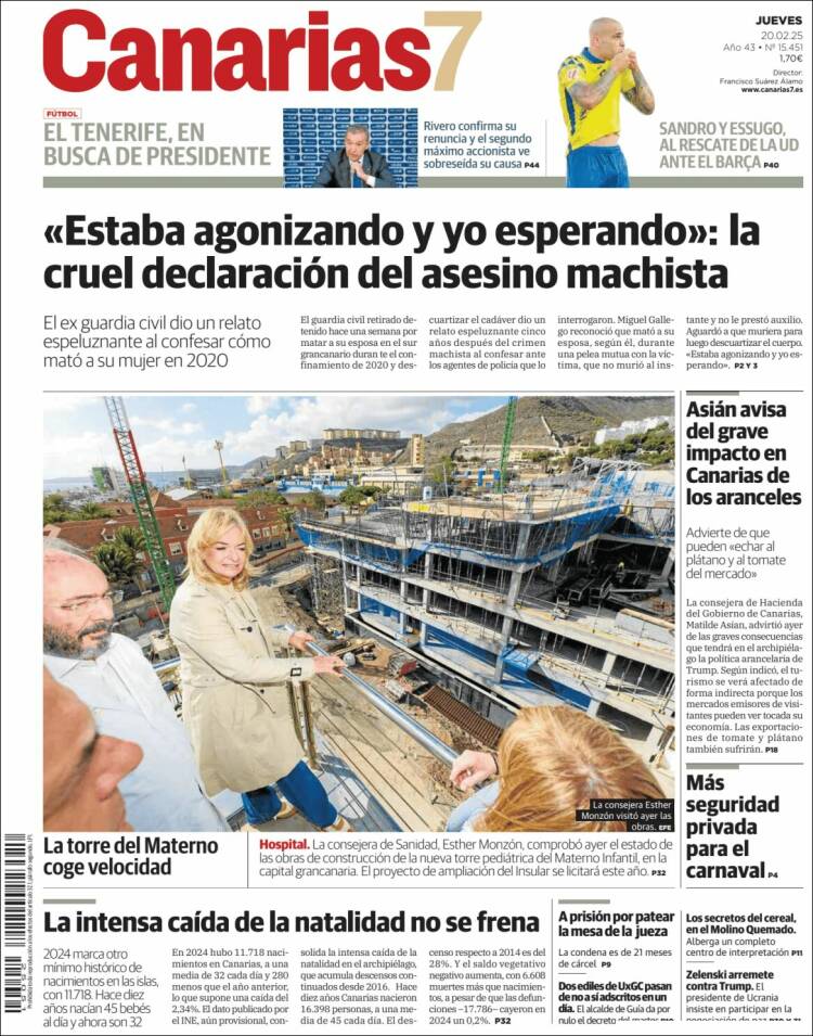 Portada de Canarias 7 (España)