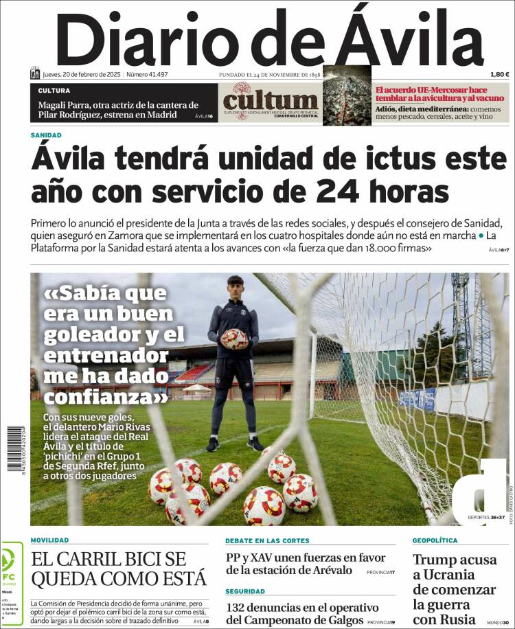 Portada de Diario de Ávila (España)