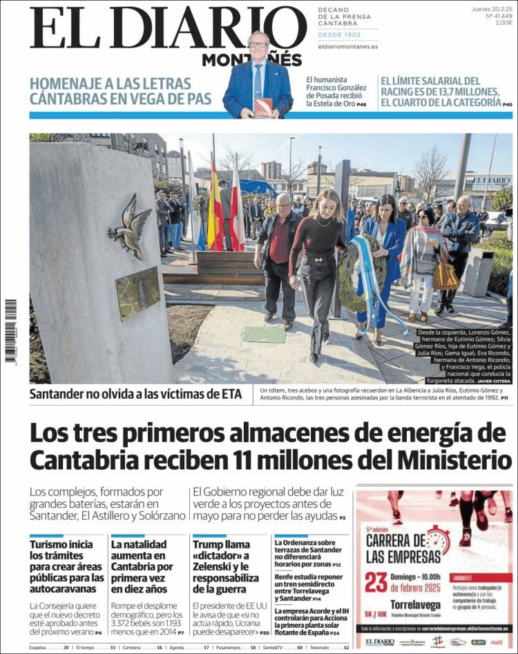 Portada de El Diario Montañés (España)