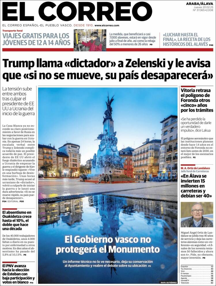 Portada de El Correo - Álava (Spain)