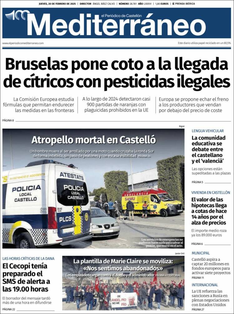 Portada de El Periódico Mediterraneo (Spain)