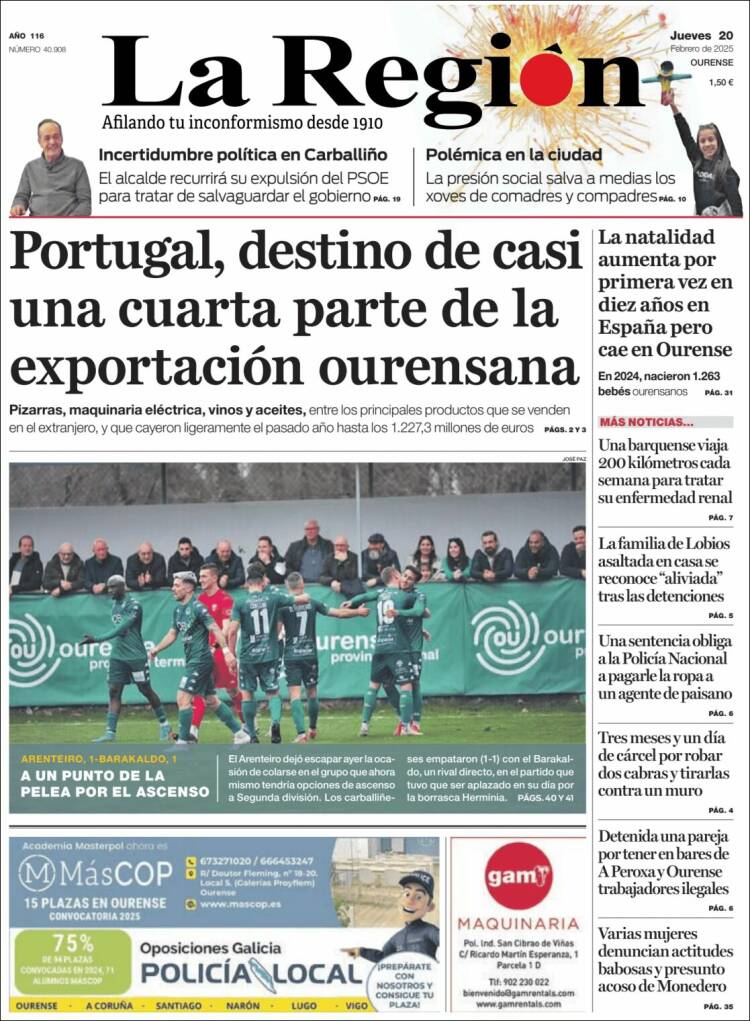 Portada de La Región de Ourense (Spain)