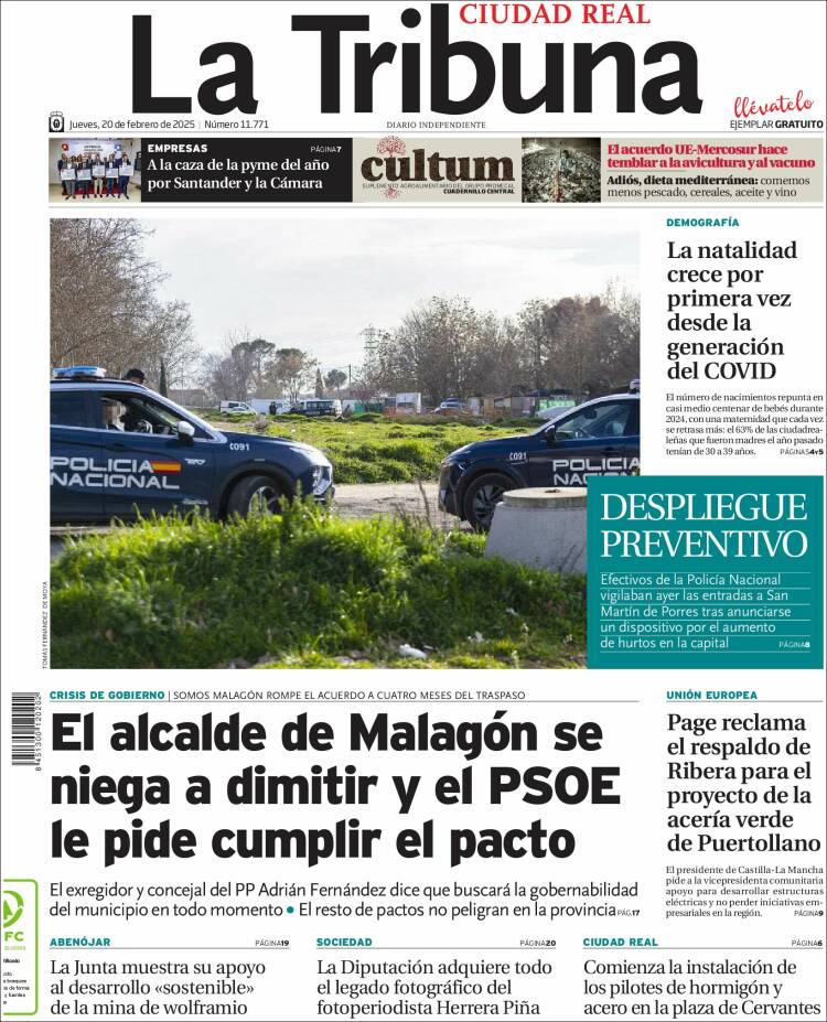 Portada de La Tribuna de Ciudad Real (Spain)