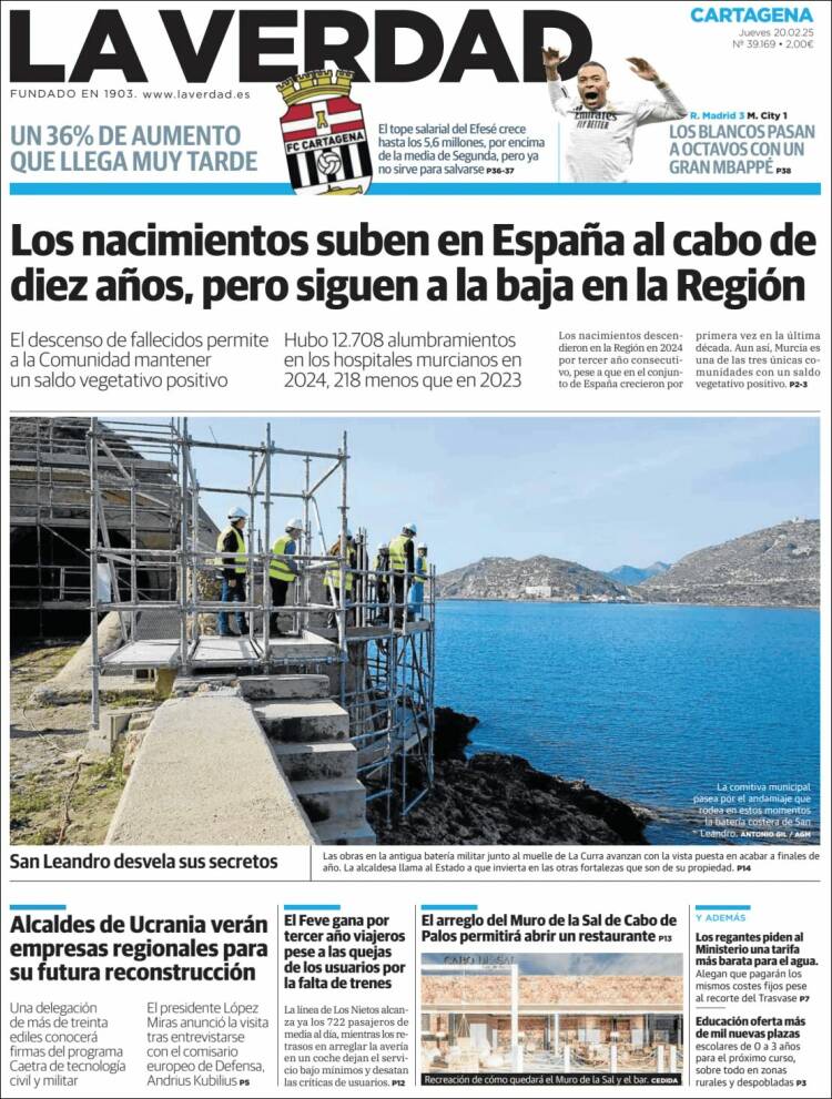 Portada de La Verdad de Cartagena (España)