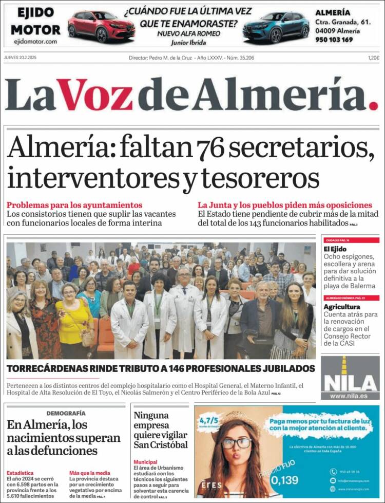 Portada de La Voz de Almería (España)