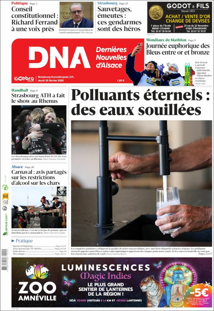 Portada de Les Dernières Nouvelles d'Alsace (France)