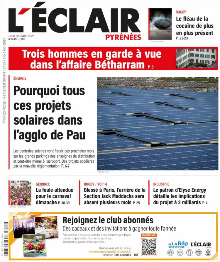 Portada de L'Eclair des Pyrénées (France)