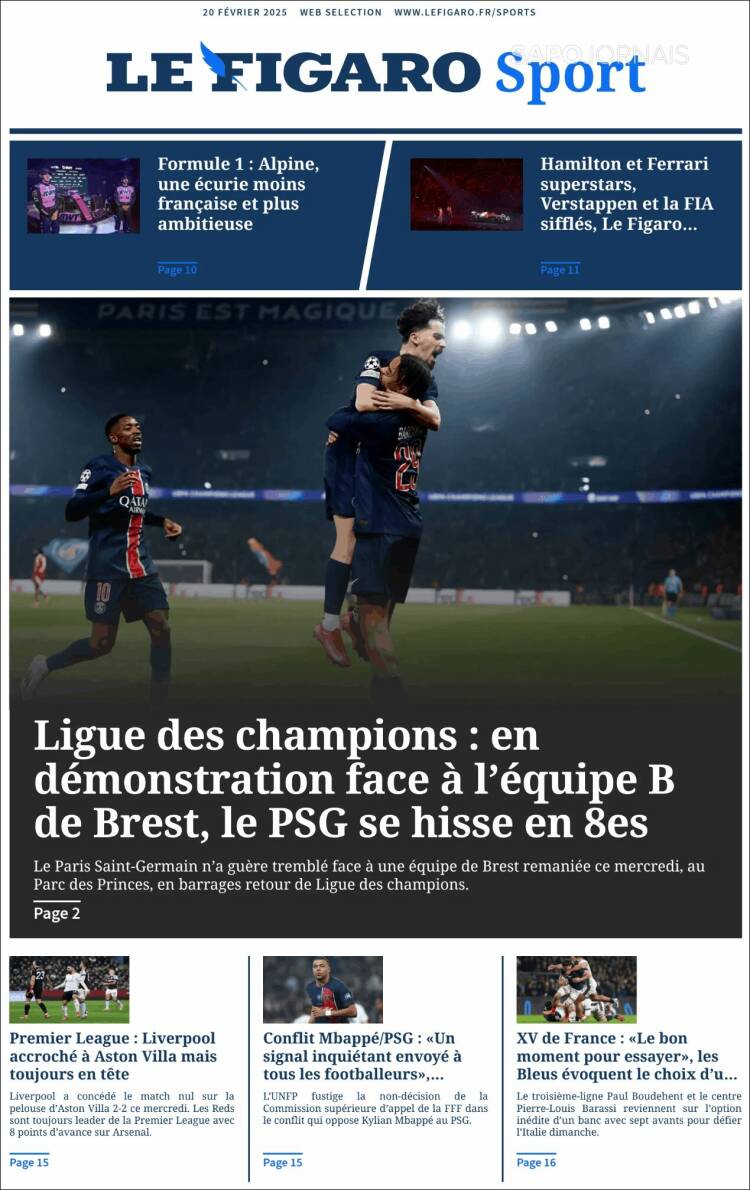 Portada de Le Figaro Sport (Francia)