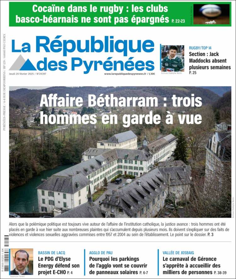 Portada de La République des Pyrénées (Francia)