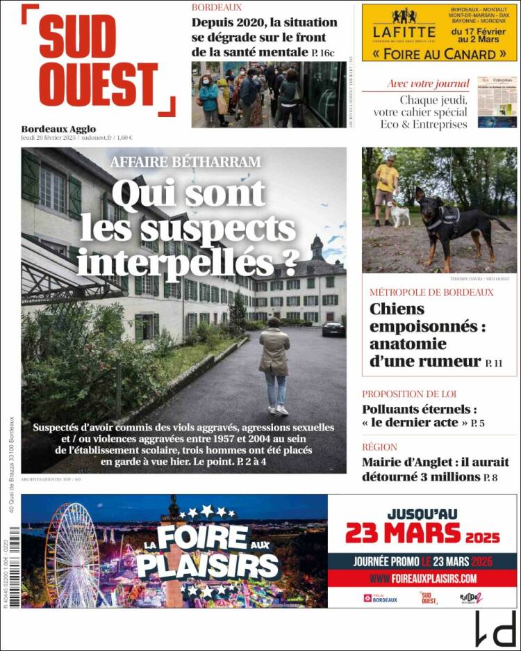 Portada de Sud Ouest (Francia)