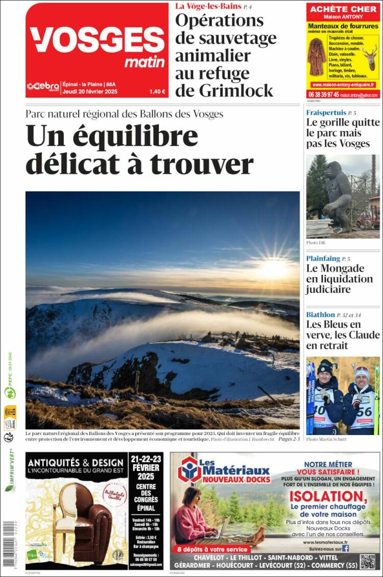 Portada de Vosges Matin (France)