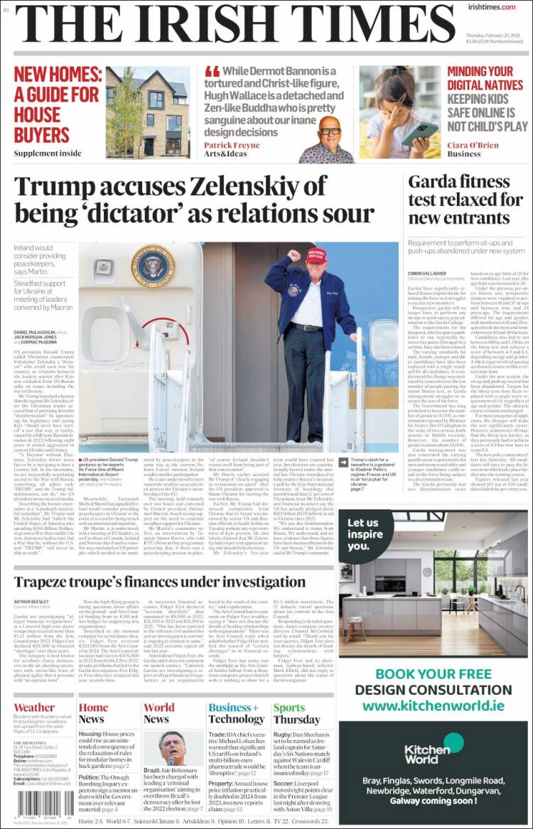 Portada de Irish Times (Irlanda)