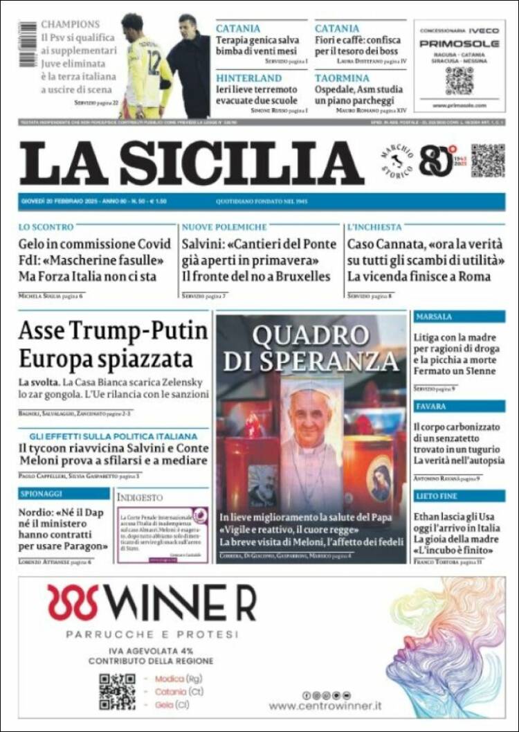 Portada de La Sicilia (Italia)