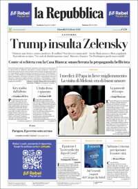 Portada de La Repubblica (Italia)