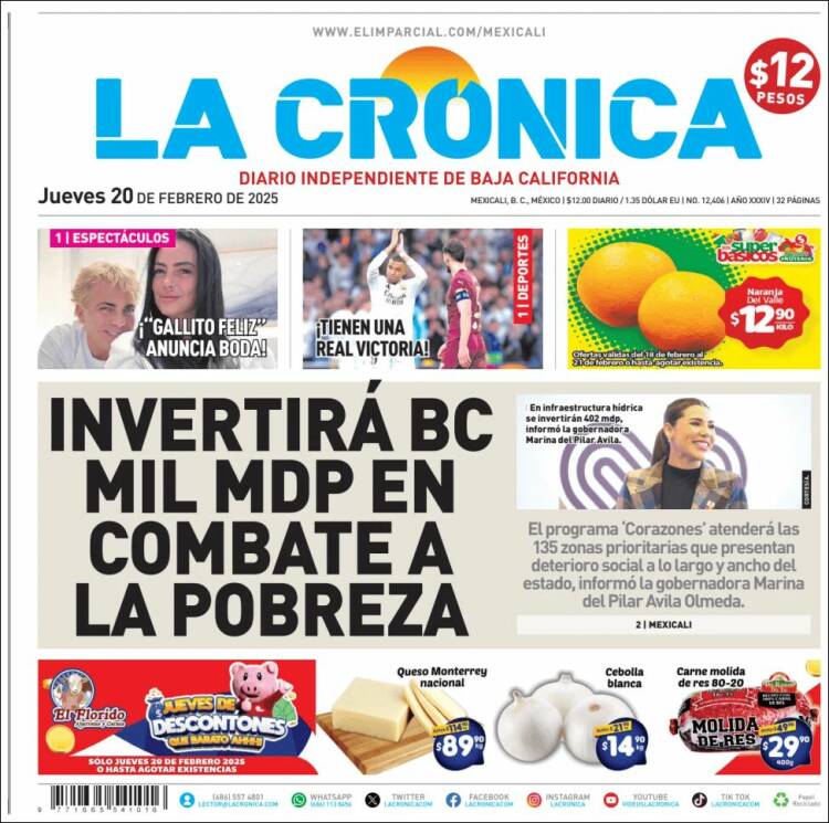 Portada de La Crónica de Baja California (México)