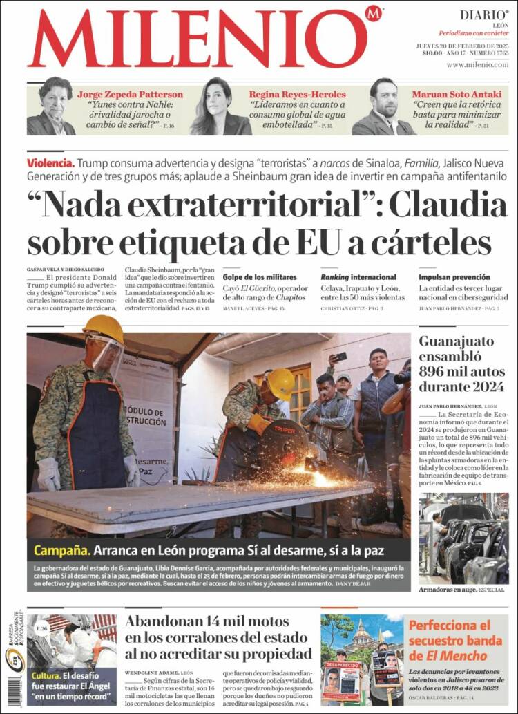 Portada de Milenio de León (Mexico)