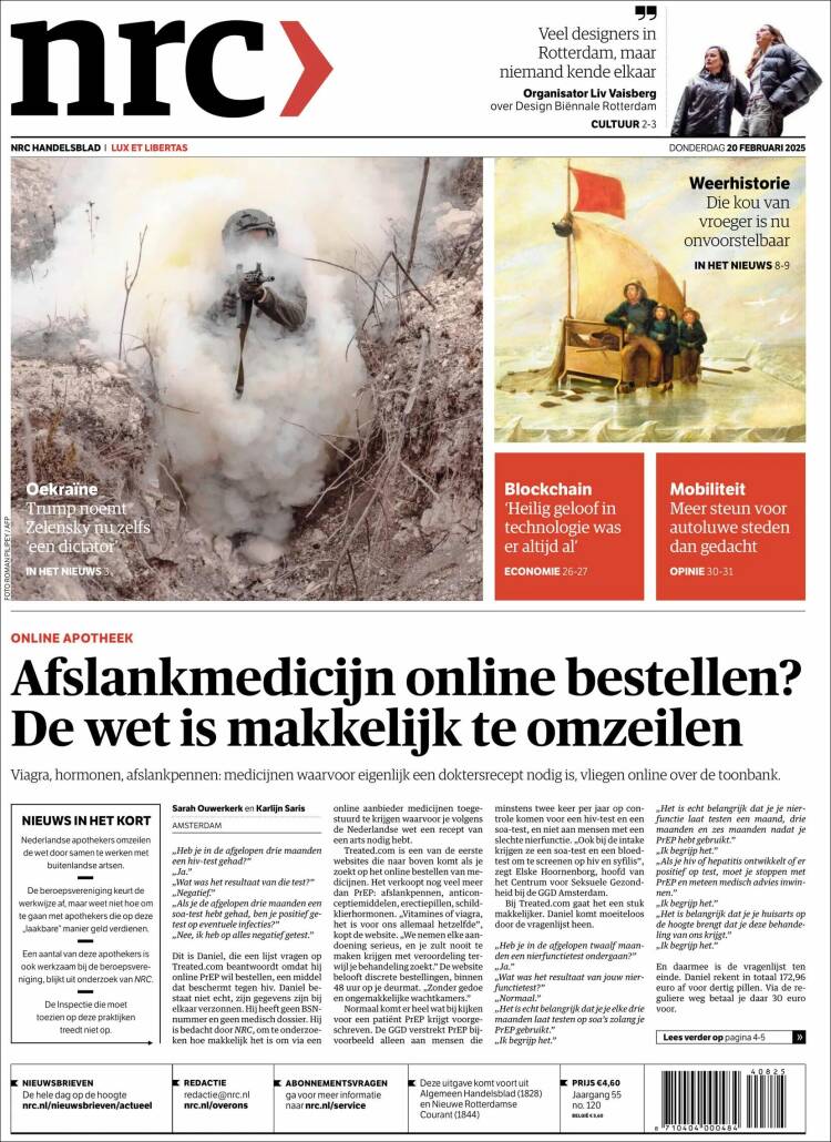 Portada de NRC Handelsblad (Países Bajos)